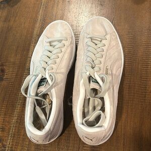 White Suede Pumas Men 11